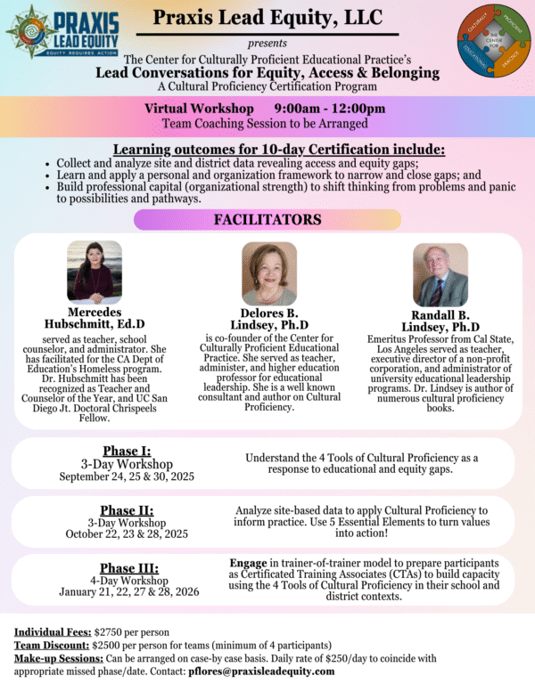 Cultural Proficiency 10-Day Certification Program 2025-2026